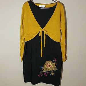 Black and gold 2pc dress set sz 14